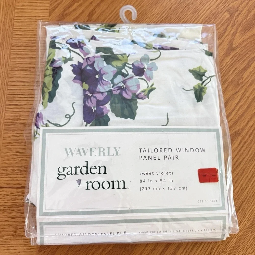Vtg Waverly Garden Room Drapes Sweet Violets Tailored Window Curtains Pair 84x54